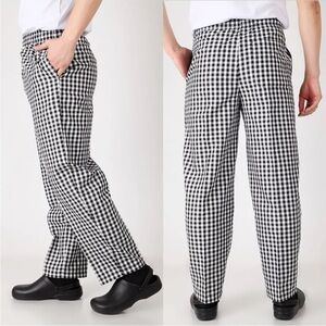 Black and White Checkered Dress Pants with Straight-Leg Cut